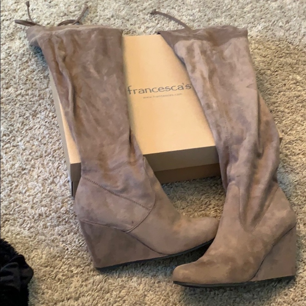Over the knee tan boots